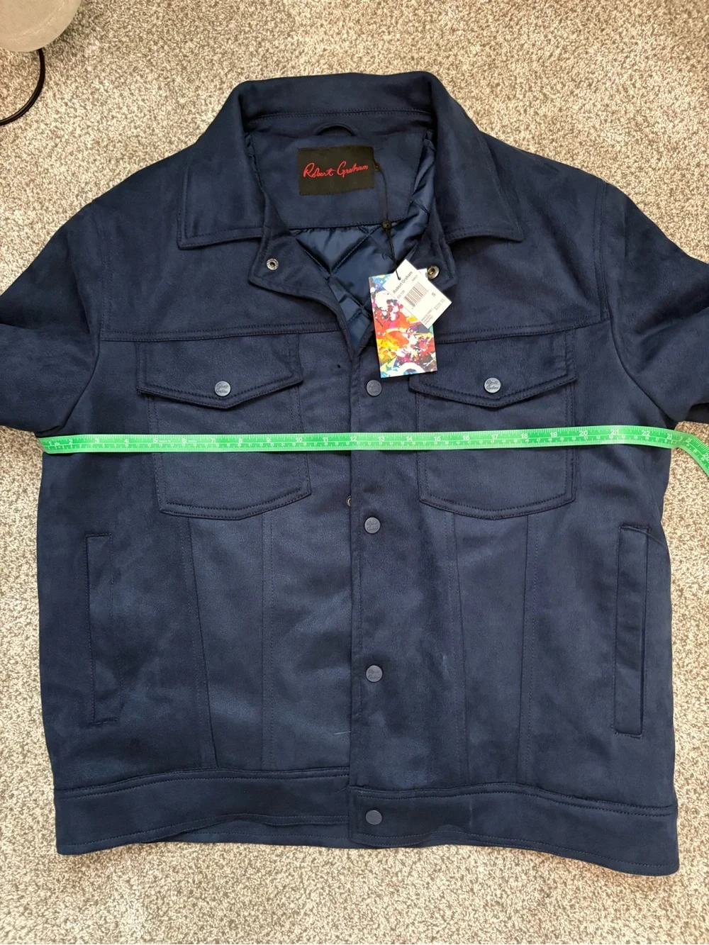 Robert Graham Navy Blue Vegan Suede Jacket -Small - SEE DESCRIPTION